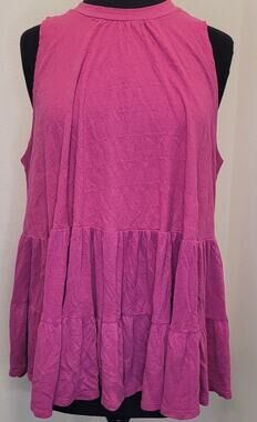 Free People Right On Time Tunic Tank Pink Boho Babydoll Open Back